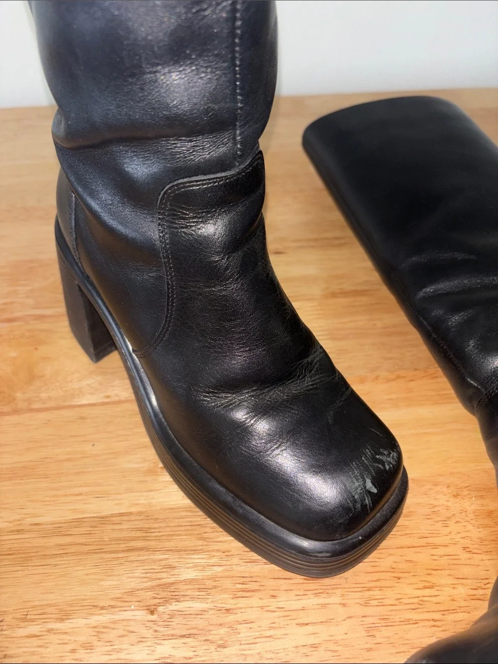 Steve Madden Black Over-the-Knee Leather Boots